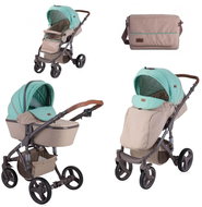 Stroller Lorelli RIMINI (2-in-1) + Carrycot + Stroller Bag BEIGE&GREEN DOTS - Baby Buggy