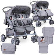 Stroller for Twins Lorelli TWIN + Carrycot + Stroller Bag GREY COOL CAT - Baby Buggy