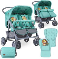 Stroller for Twins Lorelli TWIN + Carrycot + Stroller Bag GREEN INDIANS - Baby Buggy