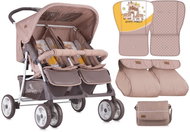 Stroller for Twins Lorelli TWIN + Carrycot + Stroller Bag BEIGE&YELLOW HAPPY FAMILY - Baby Buggy