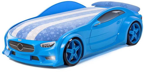 Car Bed NEO Blue, "S-Alcantara", LED lights, Bottom Light, Spoiler - Cot - Main image