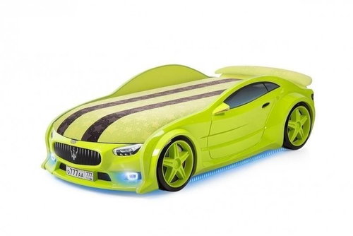 Car Bed NEO Green, "S-Alcantara", LED Lights, Bottom Light, Spoiler - Cot - Main image