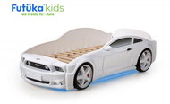 Dětská postel auto Futuka kids LIGHT 3D MG + LED světlomety + Spodní světlo BÍLÁ - Postel