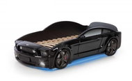 Dětská postel auto Futuka kids LIGHT 3D MG + LED světlomety + Spodní světlo ČERNÁ - Postel