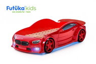 Dětská postel auto Futuka kids EVO MOTOR + LED světlomety + Spodní světlo + Spojler ČERVENÁ - Postel