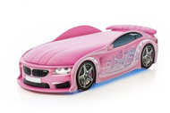 Car Bed UNO F-BMW Pink, "F-Alcantara", LED Lights, Lower Light, Spoiler - Cot