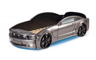 Dětská postel auto Futuka kids LIGHT 3D MG + LED světlomety + Spodní světlo GRAFIT - Postel