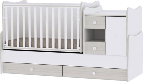 Multifunctional Cot Lorelli MINIMAX NEW 190x72CM WHITE/LIGHT OAK - Cot - Main image