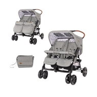 Stroller for Twins Lorelli TWIN + Carrycot + Stroller Bag DARK GREY LIGHTHOUSE - Baby Buggy