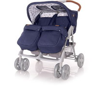 Stroller for Twins Lorelli TWIN + Carrycot + Stroller Bag DARK BLUE CLOUDS - Baby Buggy