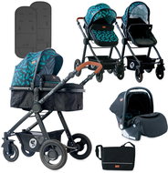 Stroller Lorelli ALEXA (3-in-1) + Carrycot + Stroller Bag BLACK LEAVES - Baby Buggy