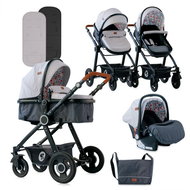 Stroller Lorelli ALEXA (3-in-1) + Carrycot + Stroller Bag LIGHT GREY - Baby Buggy