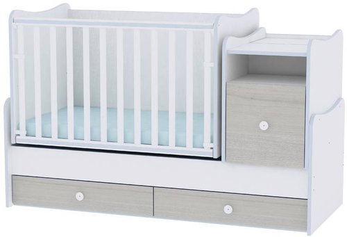 Multifunctional Cot Lorelli TREND PLUS NEW WHITE/BLUE ELM - Cot - Main image