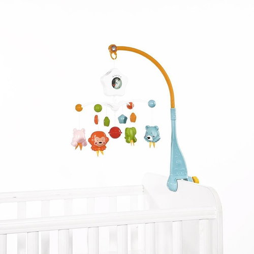 Lorelli musical carousel above the crib HAPPY ANIMALS BLUE - Cot Mobile - Main image