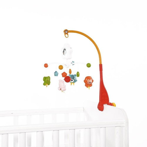 Lorelli musical carousel above the crib HAPPY ANIMALS ORANGE - Cot Mobile - Main image