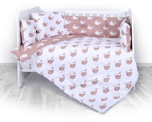 Bed linen LILI 60/120 RANFORCE WHALES BEIGE WHALES BEIGE - Children's Bedding - Main image