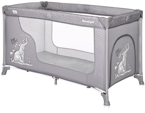 Travel cot Lorelli MOONLIGHT 1 layer GREY FUN - Travel Bed - Main image