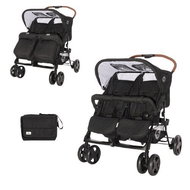 Stroller for Twins Lorelli TWIN + Carrycot + Stroller Bag BLACK - Baby Buggy