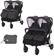 Stroller for Twins Lorelli DUO + Carrycot + Stroller Bag BLACK DOTS - Baby Buggy