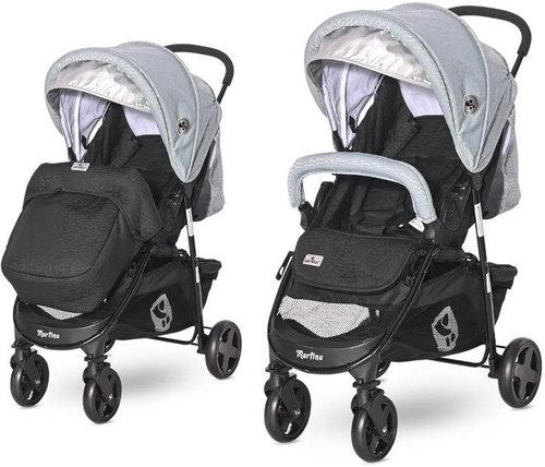 Stroller Lorelli MARTINA + Carrycot BLACK&SILVER BLUE - Baby Buggy - Main image