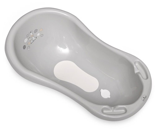 Lorelli 84 CM baby bath tub with stopper and anti-slip mat ZEBRA GREY - Baby Bathtub - Main image