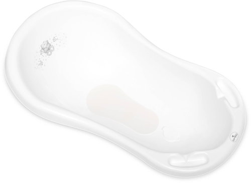 Lorelli 84 CM baby bath tub with stopper and anti-slip pad BEAR WHITE - Baby Bathtub - Main image