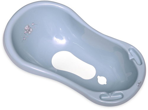 Lorelli 84 CM baby bath tub with stopper and anti-slip pad BEAR DARK BLUE - Baby Bathtub - Main image