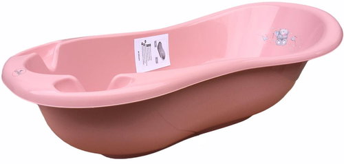 Baby bath tub Lorelli 100 CM with stopper + Anti-slip pad BEAR DARK PINK - Baby Bathtub - Main image
