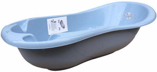 Baby bath tub Lorelli 100 CM with stopper + Anti-slip mat BEAR DARK BLUE - Baby Bathtub - Main image