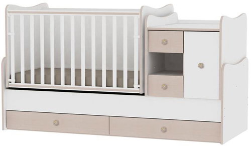 Multifunctional Cot Lorelli MINIMAX NEW 190x72CM WHITE/OAK - Cot - Main image