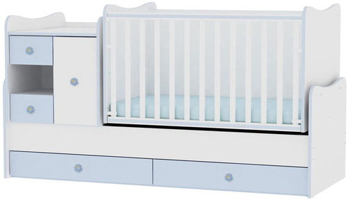 Multifunctional Cot Lorelli MINIMAX NEW 190x72CM WHITE/BLUE - Cot - Main image