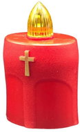 4DAVE LED candle red with a cross - LED Candle