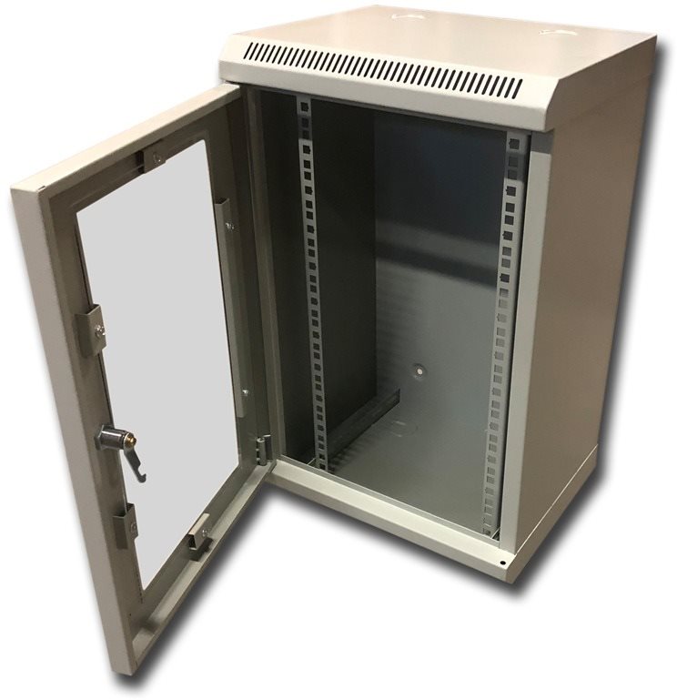 Datacom 10" 12U / 280mm üvegajtós, szürke