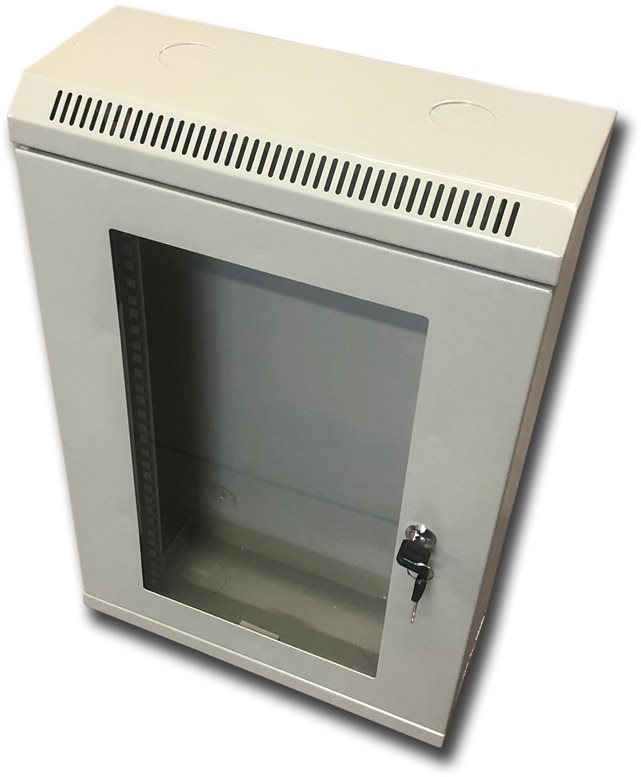 Datacom 10" 12U / 140mm, üvegajtós, szürke