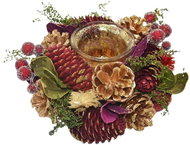 4DAVE adventní svícen zdobený červený pro 1 svíčku - Christmas Candlestick