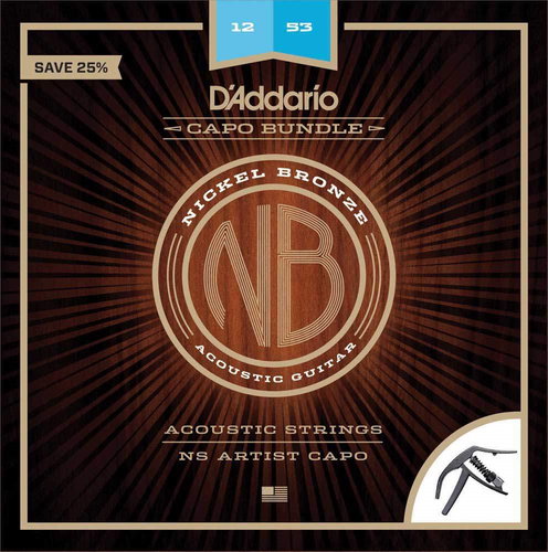 D'Addario NB1253-CP10 Nickel Bronze Acoustic Light NS Artist Capo - Strings - Main image