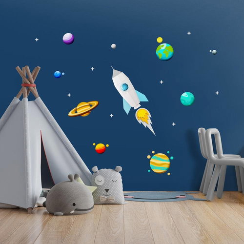 Decoralina – Planety s raketou - Samolepicí fólie - Main image