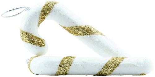 DECOLED Christmas decoration - crutch lollipop, gold/white, 12 cm, 10 pcs - Christmas Decoration - Main image