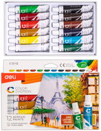 DELI EC12-12 12 colours x 12 ml - Acrylic Paints for Canvas