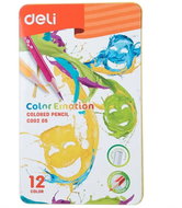 DELI Color Emotion trojhranné, kovové pouzdro 12 barev - Pastelky