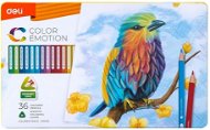 DELI Color Emotion trojhranné, kovové pouzdro 36 barev - Pastelky