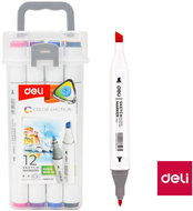 DELI colour Emotion sketch pen, double-sided, 12 colours - Markers