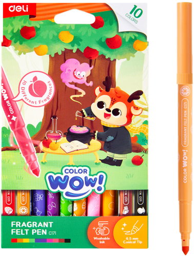 DELI WOW EC171 Scented, 10 Colours - Felt Tip Pens - Main image