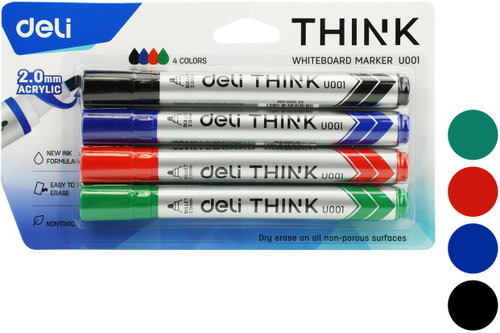 DELI THINK U001 na tabuli, kulaté, 2 mm - sada 4 barev - Markers - Main image