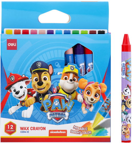DELI Tlapková patrola kulaté 12 barev, modrý obal - Wax Crayons - Main image