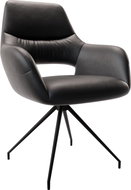 DELIFE Jídelní židle Yago-Flex křížová podnož zaoblená otočná černá pravá kůže černá - Jídelní židle