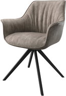 DELIFE Otočná židle Keila-Flex s područkou taupe vintage křížová podnož hranatá otočná černá - Jídelní židle