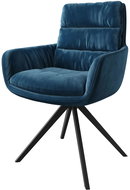 DELIFE Otočná židle Abelia-Flex s područkou samet modrý křížová podnož hranatá otočná černá - Jídelní židle