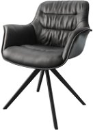 DELIFE Otočná židle Kaira-Flex černá pravá kůže křížová podnož hranatá otočná černá - Jídelní židle