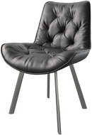 DELIFE Jídelní židle Taimi-Flex černá pravá kůže oválná podnož nerezová ocel - Jídelní židle